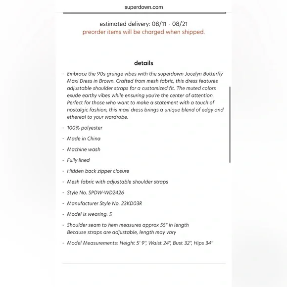 Superdown Jocelyn Butterfly Maxi Dress Brown Olive Butterfly Dress Small - Picture 5 of 15